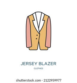 jersey blazer icon from clothes collection. Thin outline jersey blazer, clothes, fashion detailed offset lineal color icon isolated on white background. Line vector jersey blazer sign, symbol for web 