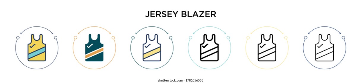 Jersey blazer icon in filled, thin line, outline and stroke style. Vector illustration of two colored and black jersey blazer vector icons designs can be used for mobile, ui, web