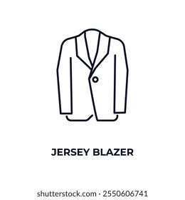 Icono del contorno del blazer del jersey. Vector lineal del concepto de la ropa. Icono del blazer del jersey de la línea fina aislado en el fondo blanco