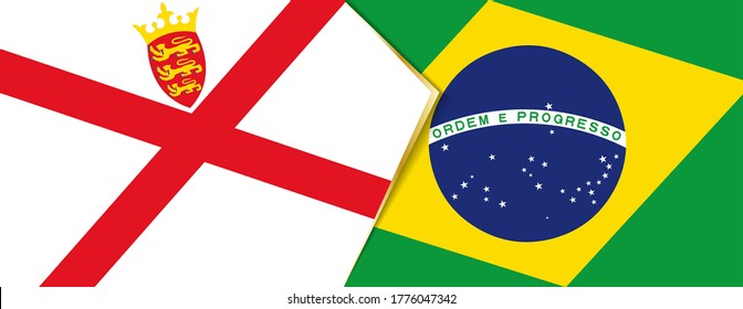 Jersey and Brazil flags, two vector flags symbol of relationship or confrontation.