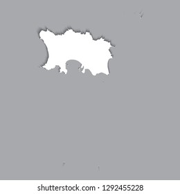 Jersey in Carved white map,border flat simple style with long shadow on gray background.eps10