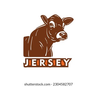 JERSEY CATTLE LOGO, silueta de grandes ilustraciones vectoriales de cabezas de vaca joven