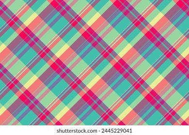 Jersey check texture textile, salmon plaid fabric vector. Dye background tartan seamless pattern in pink and pastel color.