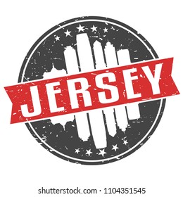 Jersey City New Jersey Round Travel Stamp Icon Skyline City Design Seal Badge Illustration Clipart.