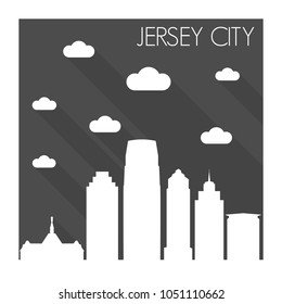 Jersey City New Jersey Skyline City Flat Silhouette Design Background