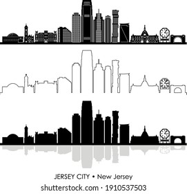 JERSEY City New Jersey SKYLINE Silhouette
