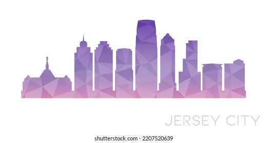 Jersey City, NJ, USA Low Poly Skyline Clip Art City Design. Geometric Polygon Graphic Horizon Icon. Vector Illustration Symbol.