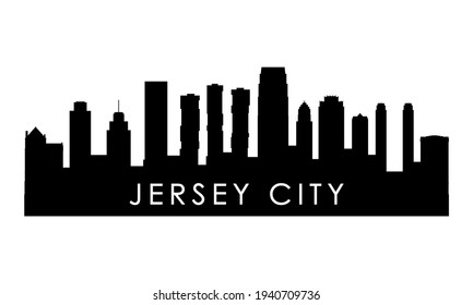 Jersey City skyline silhouette. Black Jersey City city design isolated on white background. 