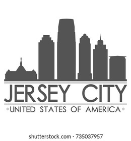 Jersey City Skyline Silhouette Design City Vector Art Famous Buildings 