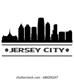 Jersey City Skyline Silhouette City Vector Design Art Illustration Landmark Horizon.