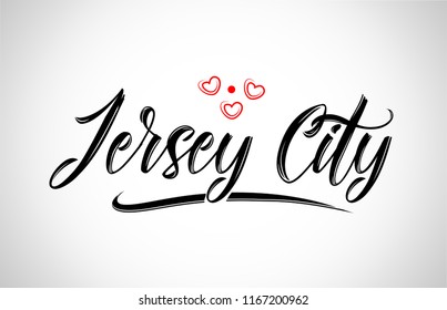 jersey city city text design with red heart typographic icon design suitable for touristic promotion