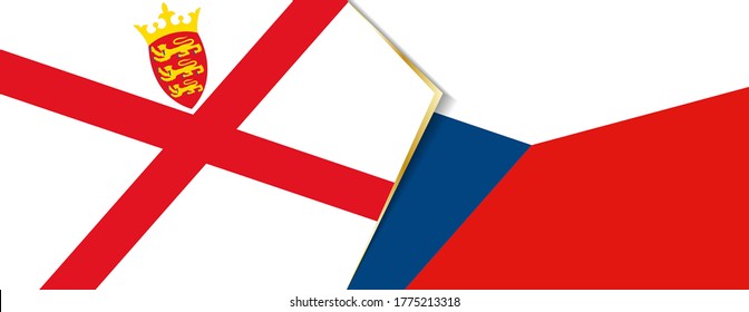 Banderas de Jersey y la República Checa, dos banderas vectoriales símbolo de relación o enfrentamiento.