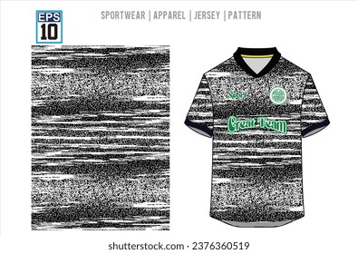 Jersey design abstract pattern for febric textile sublimation printing with front view mockup, sport background halftone grunge full color