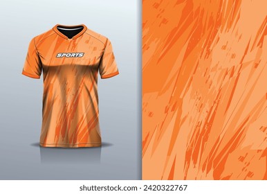 Jersey design abstract rustic grunge rustic for t-shirt sport football, soccer, racing, esports, running, in orange color	
