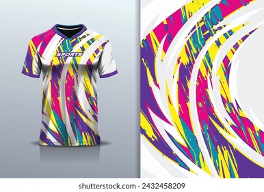 Jersey Design Abstract Rustic Grunge Rustic for T-shirt Sport Football, Soccer, Racing, Esports, Running, in Purple White Color