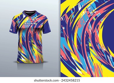 Jersey Design Abstract Rustic Grunge Rustic for T-shirt Sport Football, Soccer, Racing, Esports, Running, in Blue Yellow Color