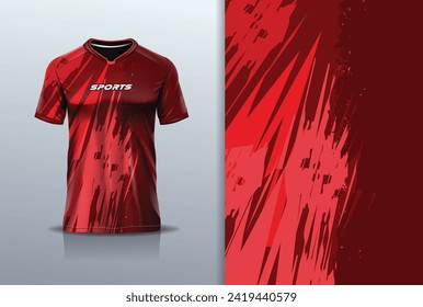 Jersey design abstract stripe grunge rustic for t-shirt sport football, soccer, racing, esports, running, in red color	