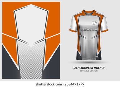 jersey design background mockup sublimation for soccer, football, volleyball, e-sport, badminton, pattern on white orange