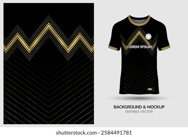 jersey design background mockup sublimation for soccer, football, volleyball, e-sport, badminton, gold line pattern