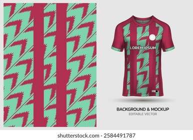 jersey design background mockup sublimation for soccer, football, volleyball, e-sport, badminton, chevron pattern on tosca maroon