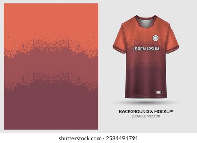 jersey design background mockup sublimation for soccer, football, volleyball, e-sport, badminton, brush pattern on maroon orange