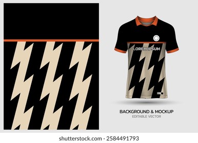 jersey design background mockup sublimation for soccer, football, volleyball, e-sport, badminton, lightning pattern on black biege