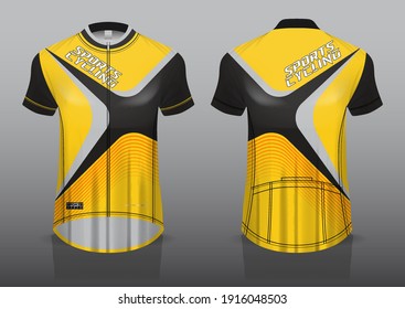 jersey design for cycling, front and back view, fancy uniform and easy to edit and print, cycling team uniform