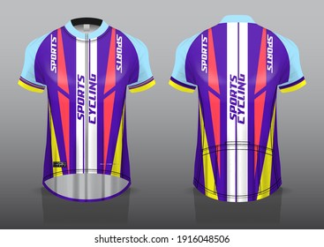 jersey design for cycling, front and back view, fancy uniform and easy to edit and print, cycling team uniform