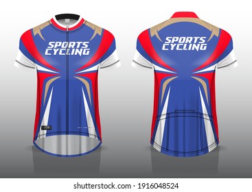 jersey design for cycling, front and back view, fancy uniform and easy to edit and print, cycling team uniform