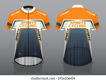 diseño jersey para ciclismo, vista frontal y posterior, uniforme elegante y fácil de editar e imprimir, uniforme de equipo de ciclismo