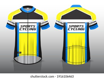 jersey design for cycling, front and back view, fancy uniform and easy to edit and print, cycling team uniform