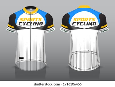 diseño jersey para ciclismo, vista frontal y posterior, uniforme elegante y fácil de editar e imprimir, uniforme de equipo de ciclismo