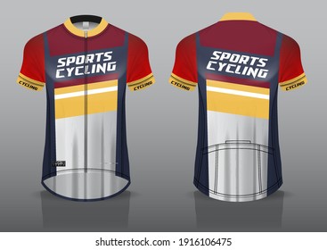 jersey design for cycling, front and back view, fancy uniform and easy to edit and print, cycling team uniform