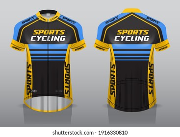 jersey design for cycling, front and back view, fancy uniform and easy to edit and print, cycling team uniform