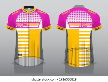 jersey design for cycling, front and back view, fancy uniform and easy to edit and print, cycling team uniform