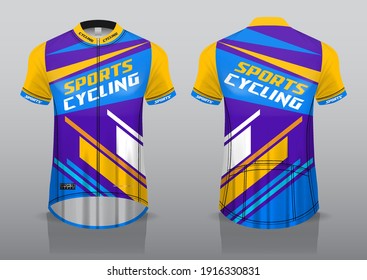 jersey design for cycling, front and back view, fancy uniform and easy to edit and print, cycling team uniform