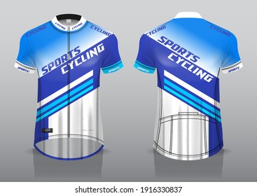 jersey design for cycling, front and back view, fancy uniform and easy to edit and print, cycling team uniform