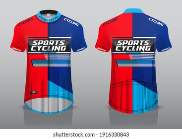 jersey design for cycling, front and back view, fancy uniform and easy to edit and print, cycling team uniform