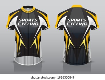 jersey design for cycling, front and back view, fancy uniform and easy to edit and print, cycling team uniform