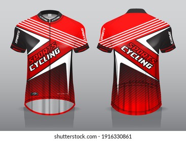 diseño jersey para ciclismo, vista frontal y posterior, uniforme elegante y fácil de editar e imprimir, uniforme de equipo de ciclismo