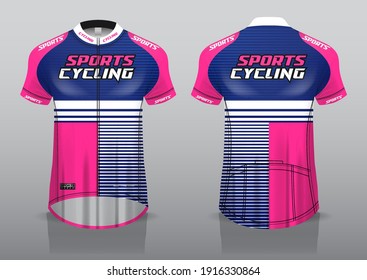 jersey design for cycling, front and back view, fancy uniform and easy to edit and print, cycling team uniform