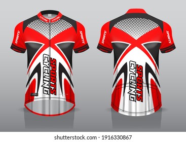 jersey design for cycling, front and back view, fancy uniform and easy to edit and print, cycling team uniform