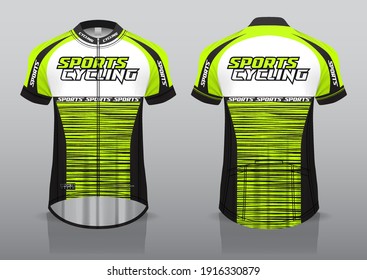 jersey design for cycling, front and back view, fancy uniform and easy to edit and print, cycling team uniform