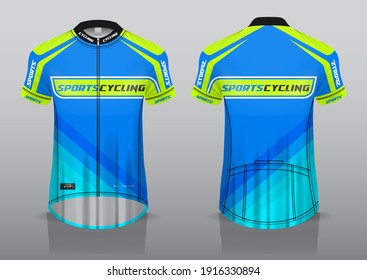 jersey design for cycling, front and back view, fancy uniform and easy to edit and print, cycling team uniform