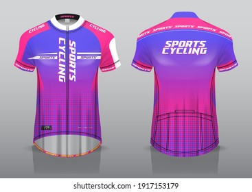 diseño jersey para ciclismo, vista frontal y posterior, uniforme elegante y fácil de editar e imprimir, uniforme de equipo de ciclismo
