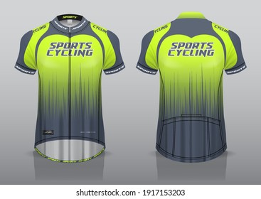 jersey design for cycling, front and back view, fancy uniform and easy to edit and print, cycling team uniform