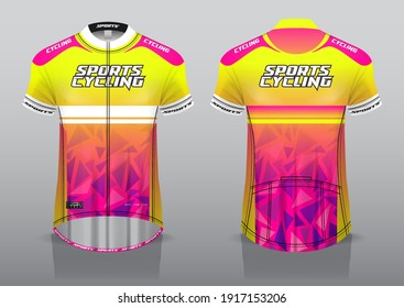 jersey design for cycling, front and back view, fancy uniform and easy to edit and print, cycling team uniform