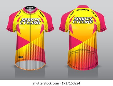 jersey design for cycling, front and back view, fancy uniform and easy to edit and print, cycling team uniform