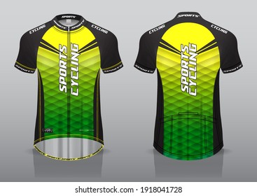 jersey design for cycling, front and back view, fancy uniform and easy to edit and print, cycling team uniform