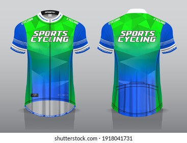 jersey design for cycling, front and back view, fancy uniform and easy to edit and print, cycling team uniform